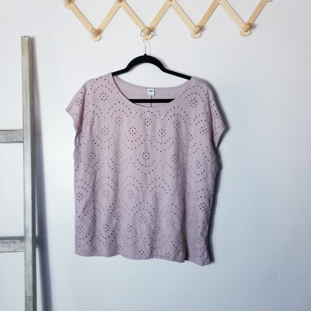 OLD NAVY TAN BLOUSE 100% COTTON SIZE LARGE